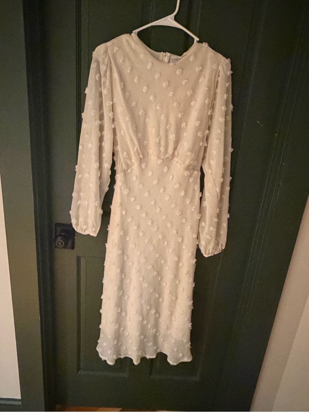 NWT Chicwish Cream Textured Long Sleeve Midi Dress